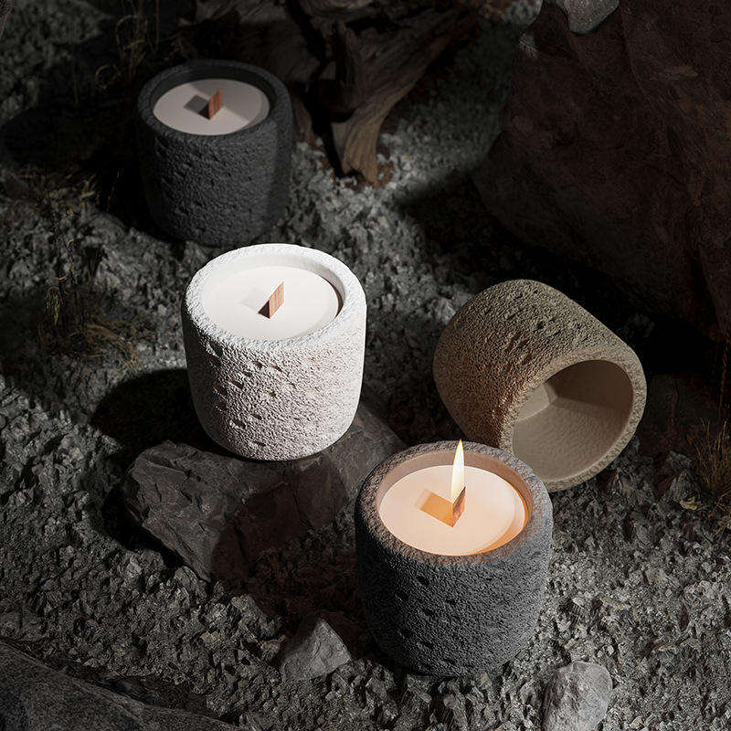 Custom DIY Minimalist Cement Household Fragrance Aromatherapy Mini Scented Candle Colorful Concrete Jar Soy Wax Candle