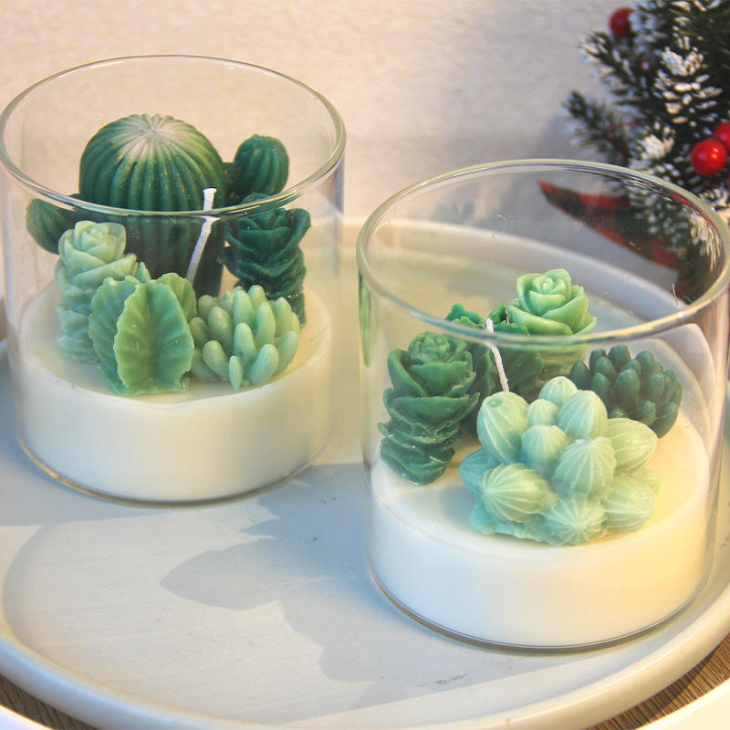 Succulent Plants Aromatherapy Cute Incense Ornaments Handmade Soy Wax Candle for Home Romantic Gift