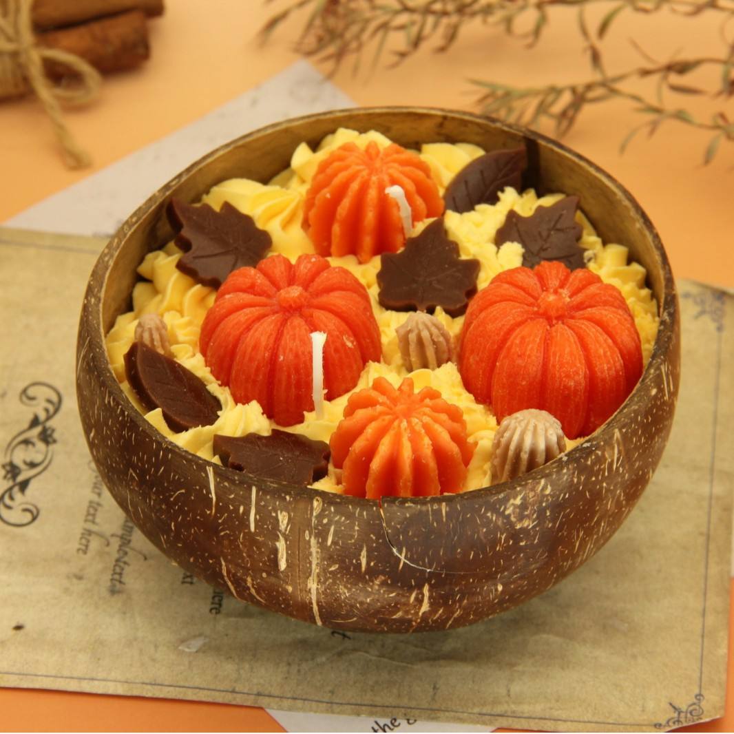 AIKUN Halloween Pumpkin Maple Leaf Aromatherapy Soy Wax Candle Lasting Festive Atmosphere Coconut Scented Candles