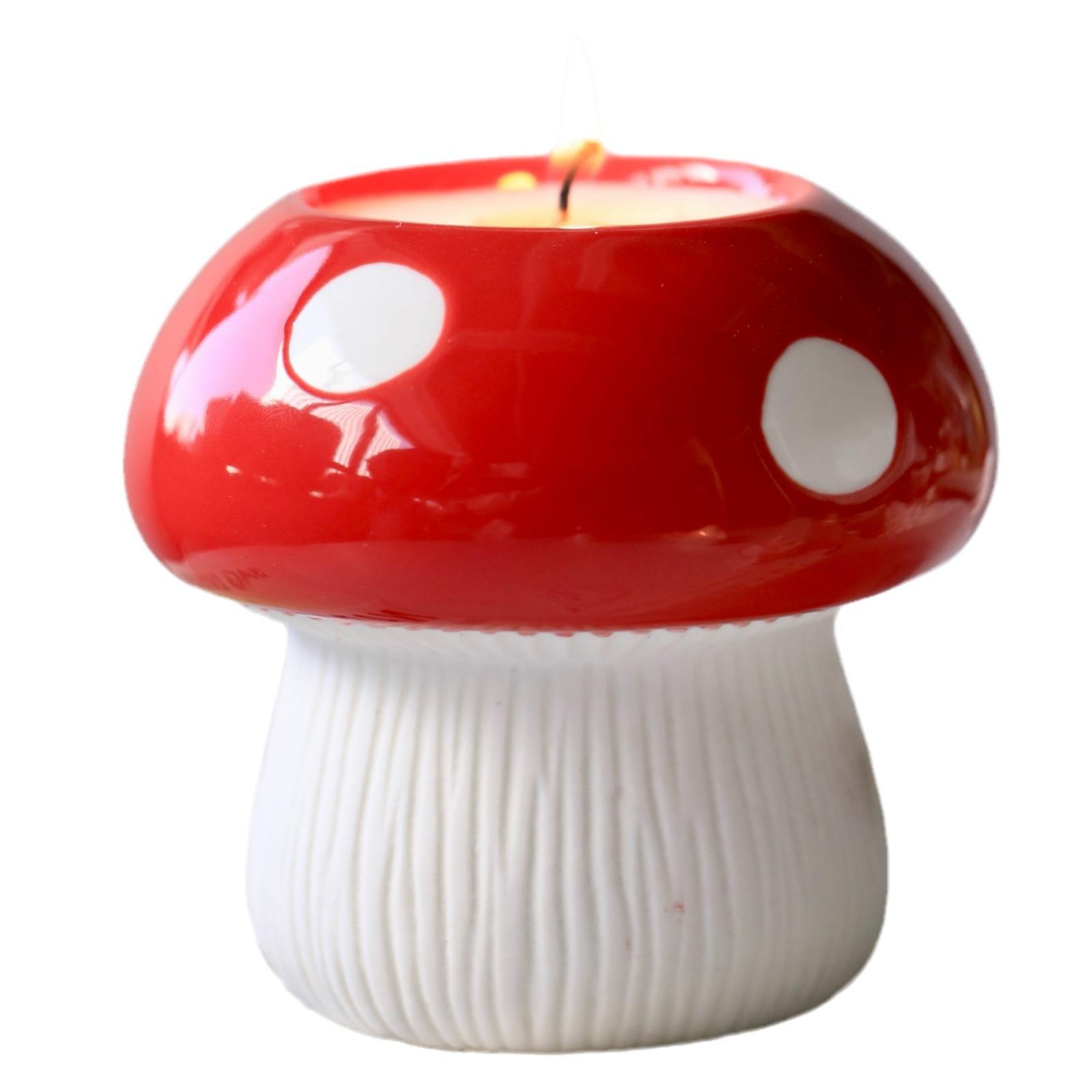 Ceramic Mushrooms Soy Wax Plant Essential Oils Handmade Home Atmosphere Ornaments Scented Candles