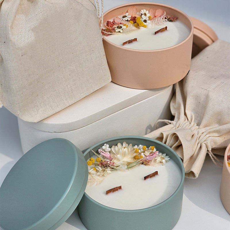 Custom Label Uv Transfer Stickers Candle Decor Energy Crystal Scented Dried Flowers Candle With Box Packaging