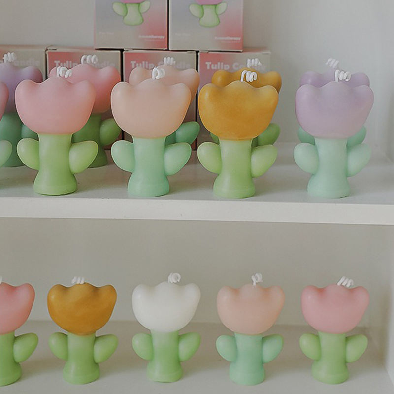 AIKUN Hot Sale Home Decoration Wedding Cute Tulip Flower Shaped Scented Candle Creative Aroma Gift Candles