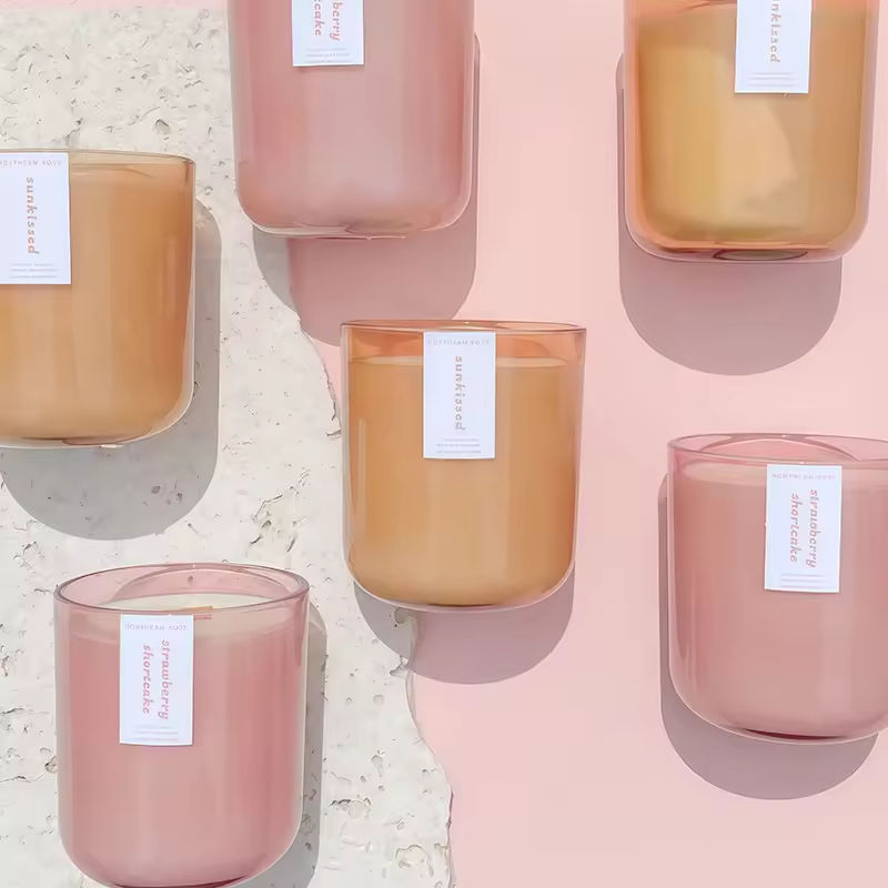 AIKUN High Quality Elegant Colored Glass Jar Candle Handmade Soy Wax Long Lasting Scented Candles for Home Decoration
