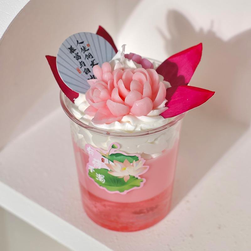 Osmanthus Lotus Glass Cup Atmosphere Gift Fragrance Blind Box Wholesale Creative Styling Wax Scented Candles