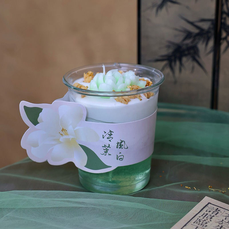 Osmanthus Lotus Glass Cup Atmosphere Gift Fragrance Blind Box Wholesale Creative Styling Wax Scented Candles