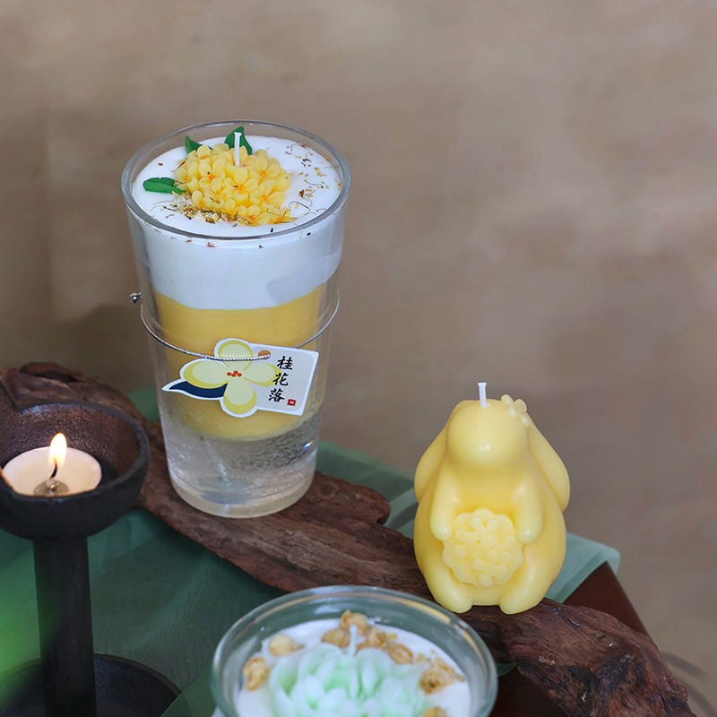 Osmanthus Lotus Glass Cup Atmosphere Gift Fragrance Blind Box Wholesale Creative Styling Wax Scented Candles