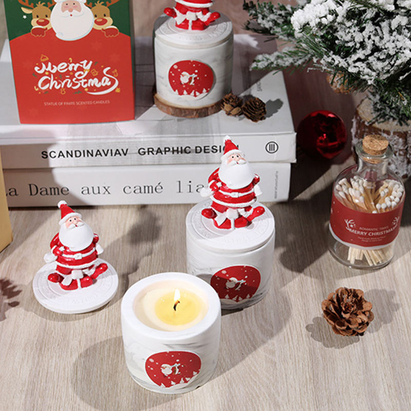 AIKUN Merry Christmas Ornaments Decorations Ceramic Jar Soy Wax Candle With Lid Navidad New Year Gift Santa Claus Candle/Candels