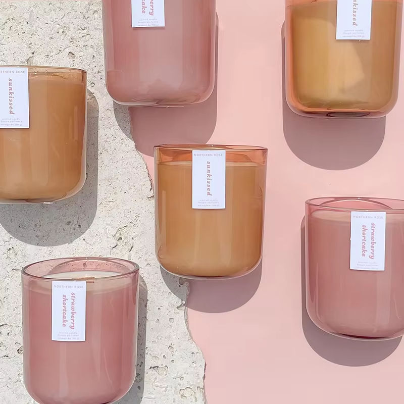 AIKUN Custom Box Long Lasting Glass Fragrance Aroma Scented Candle Spa Office Use Scented Candle