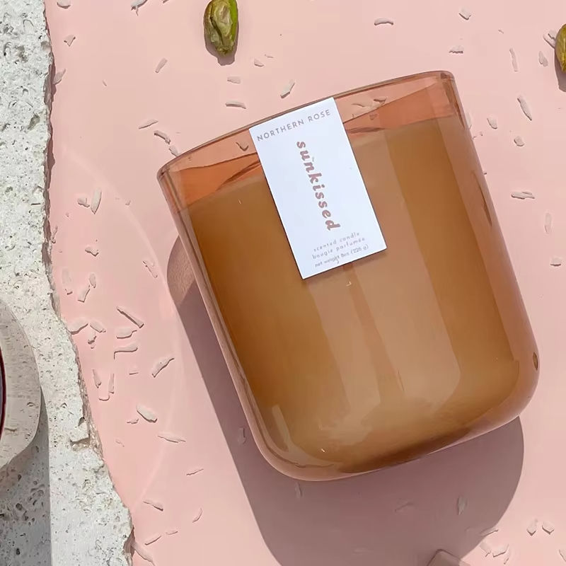 AIKUN Custom Box Long Lasting Glass Fragrance Aroma Scented Candle Spa Office Use Scented Candle