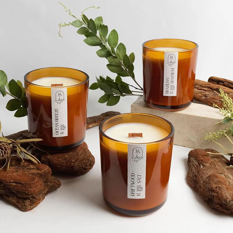 AIKUN Custom Box Long Lasting Glass Fragrance Aroma Scented Candle Spa Office Use Scented Candle