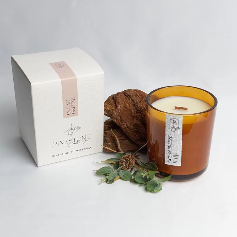 AIKUN Custom Box Long Lasting Glass Fragrance Aroma Scented Candle Spa Office Use Scented Candle