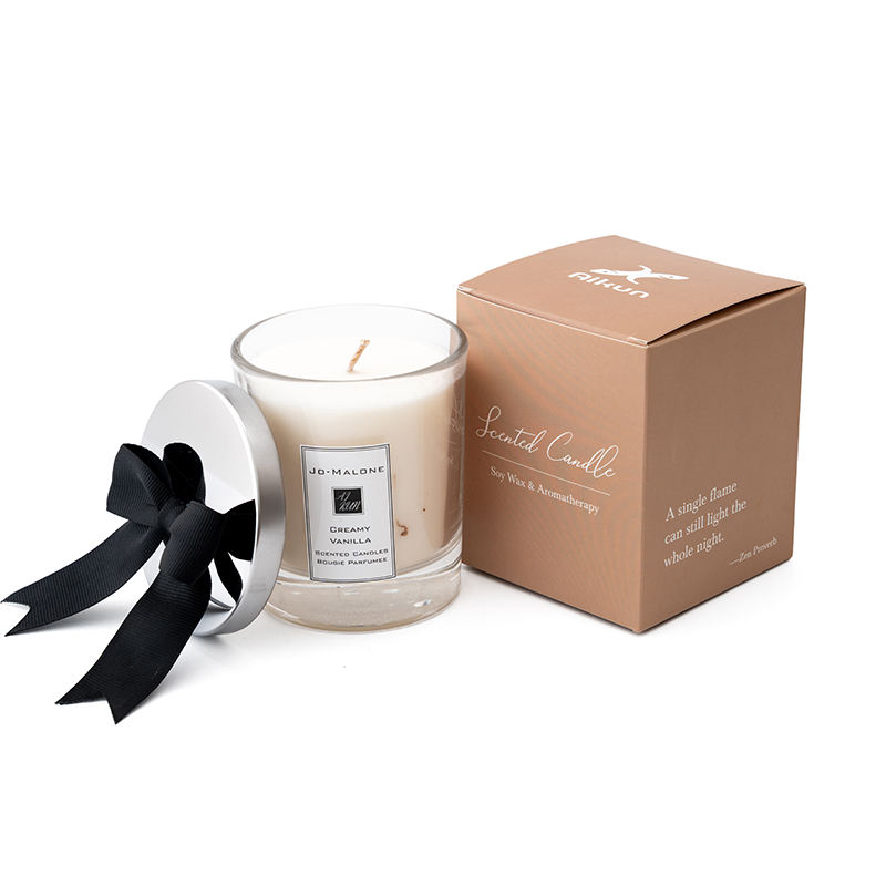 AIKUN Custom Natural Long Lasting Aroma Gift Box Glass Scented Candles for Wedding Party