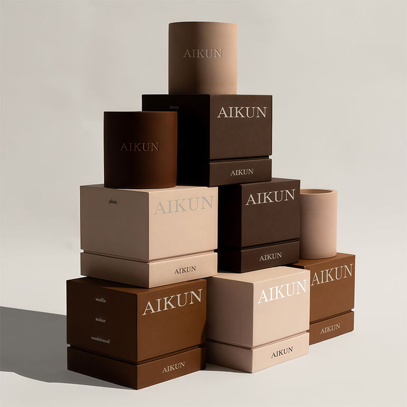 AIKUN Natural Ceramic Jar Box Lid Sticker Scent Variety Aroma Candle Set Scented Candles for Bedroom Party Ramadan