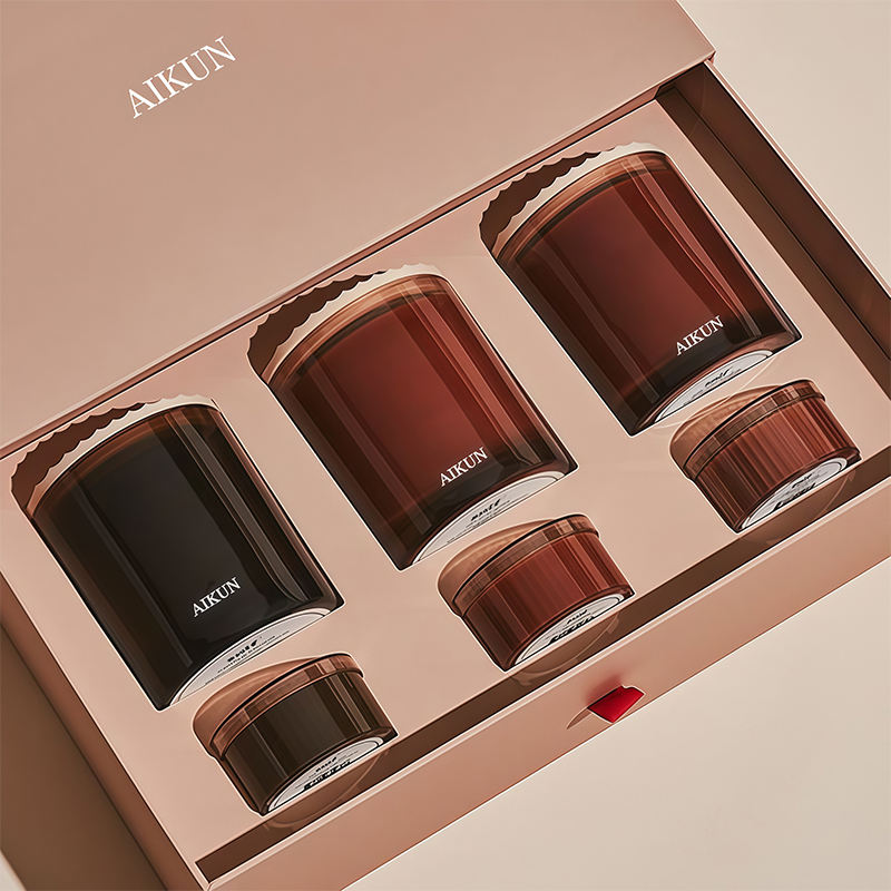 AIKUN Handmade Glass Cup Fragrance Personalization Scented Candle Set for Living Room Wedding Gift Meditation Yoga